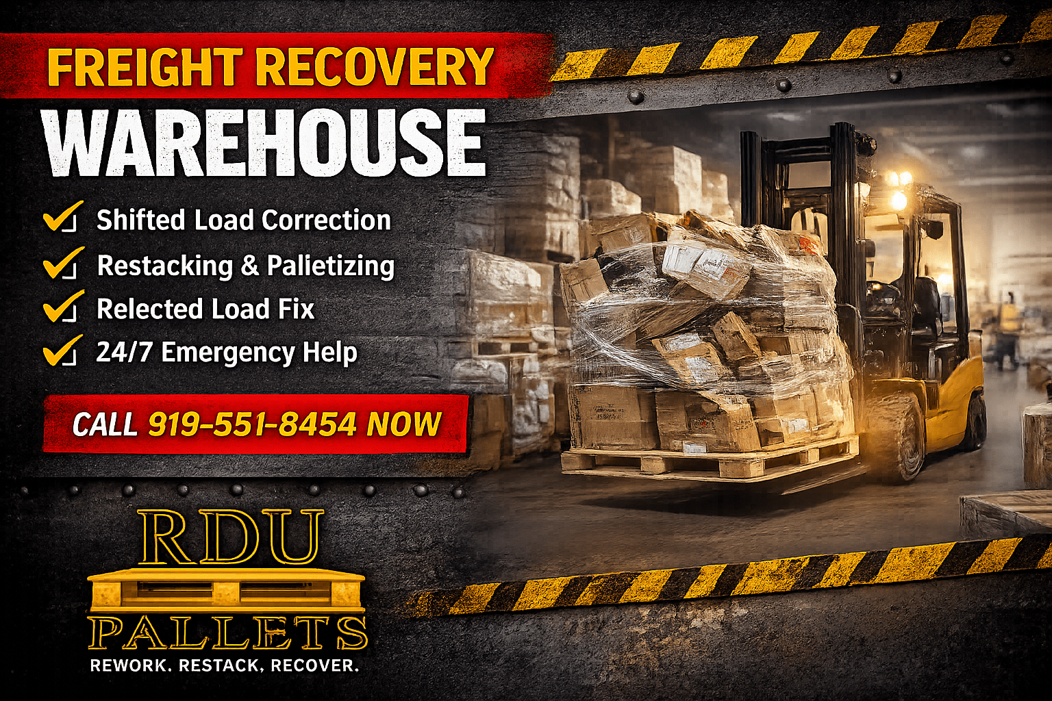 Freight recovery services at RDU Pallets Freight recovery services at RDU Pallets