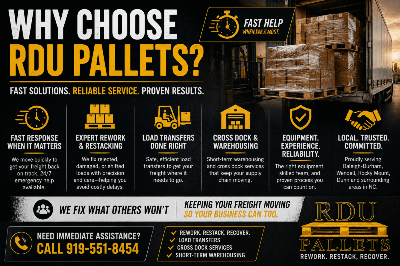 Why Choose RDU Pallets for Cross Dock and Freight Rework Cross Dock and Freight Rework